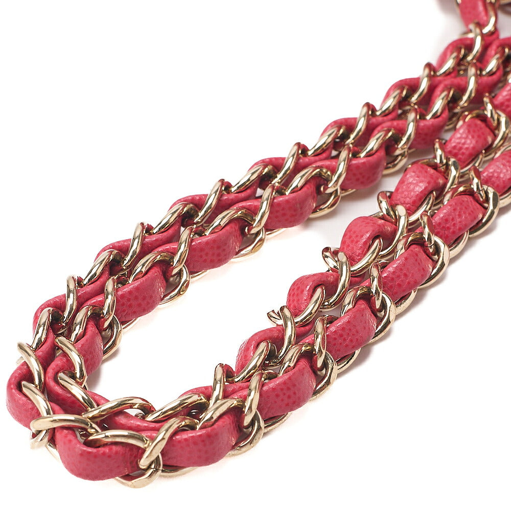 CHANEL Caviar Skin Matelasse Double Flap 25cm Chain Shoulder Pink Gold-Tone Hardware, Pre-Owned