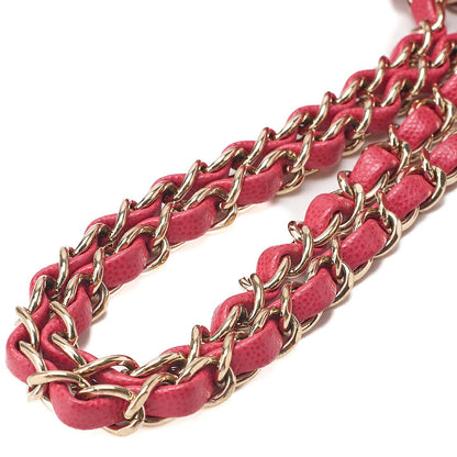 CHANEL Caviar Skin Matelasse Double Flap 25cm Chain Shoulder Pink Gold-Tone Hardware, Pre-Owned