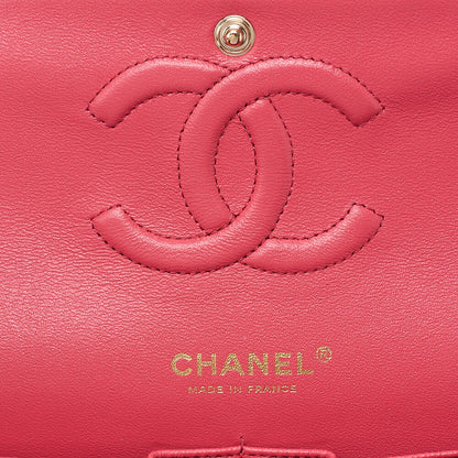 CHANEL Caviar Skin Matelasse Double Flap 25cm Chain Shoulder Pink Gold-Tone Hardware, Pre-Owned