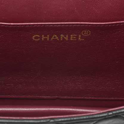 CHANEL Lambskin Matelasse 25cm Single Flap Grain Chain Shoulder Black Gold-Tone Hardware, Pre-Owned