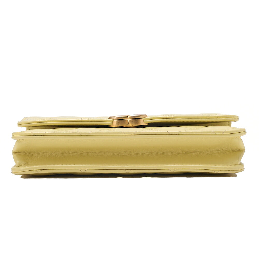 CHANEL Mini Matelasse Chain Wallet Lambskin Yellow Gold-Tone Hardware, Pre-Owned