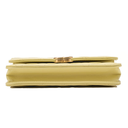 CHANEL Mini Matelasse Chain Wallet Lambskin Yellow Gold-Tone Hardware, Pre-Owned
