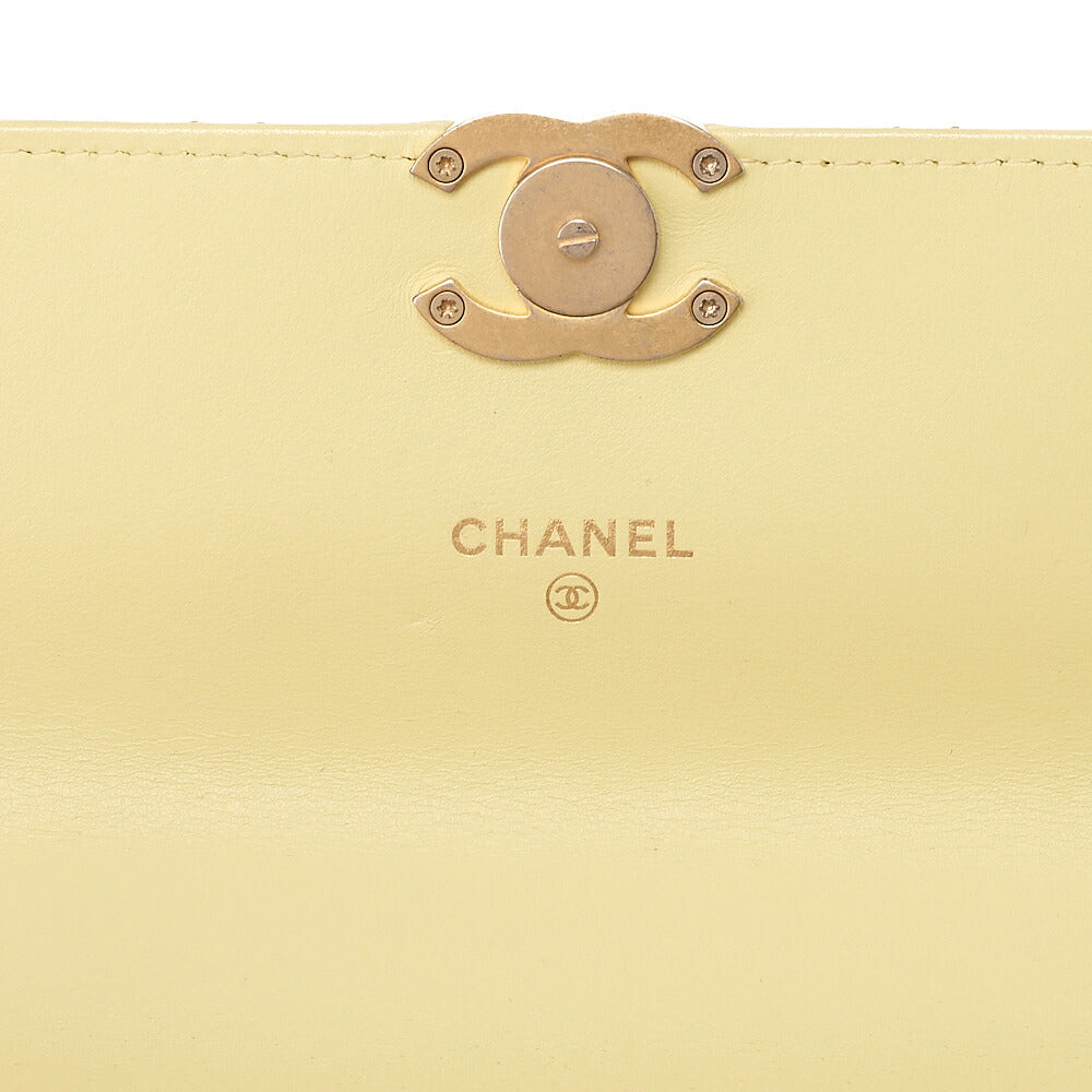 CHANEL Mini Matelasse Chain Wallet Lambskin Yellow Gold-Tone Hardware, Pre-Owned