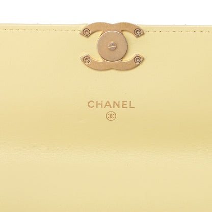 CHANEL Mini Matelasse Chain Wallet Lambskin Yellow Gold-Tone Hardware, Pre-Owned