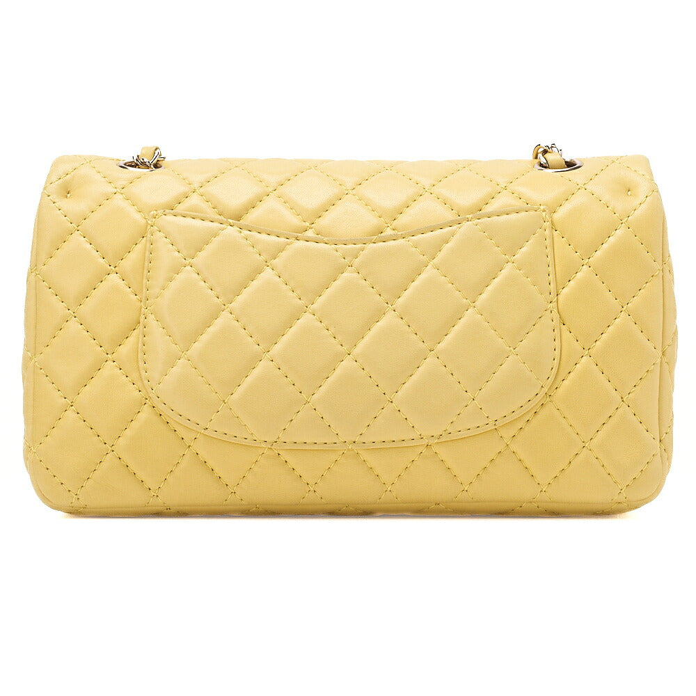 CHANEL Lambskin Matelasse 25cm Double Flap Chain Shoulder Yellow Gold-Tone Hardware, Pre-Owned