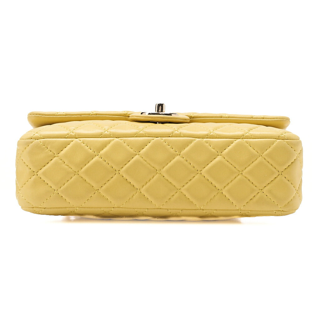 CHANEL Lambskin Matelasse 25cm Double Flap Chain Shoulder Yellow Gold-Tone Hardware, Pre-Owned
