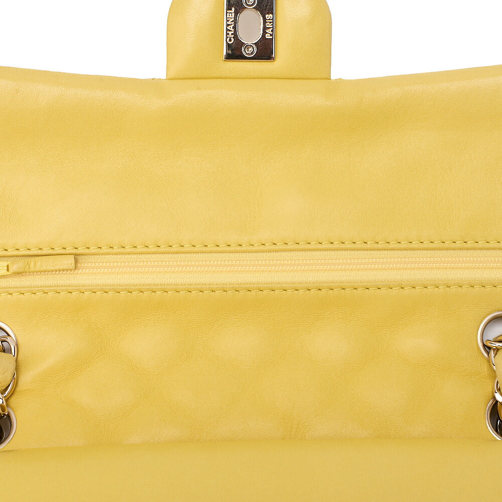 CHANEL Lambskin Matelasse 25cm Double Flap Chain Shoulder Yellow Gold-Tone Hardware, Pre-Owned