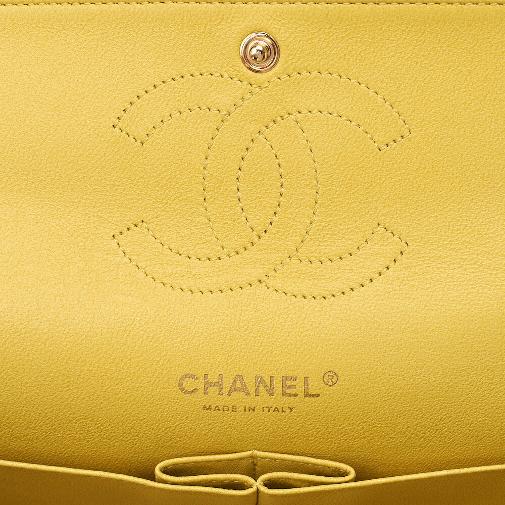 CHANEL Lambskin Matelasse 25cm Double Flap Chain Shoulder Yellow Gold-Tone Hardware, Pre-Owned
