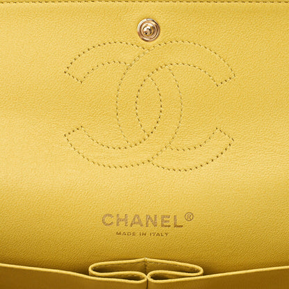 CHANEL Lambskin Matelasse 25cm Double Flap Chain Shoulder Yellow Gold-Tone Hardware, Pre-Owned