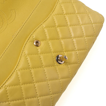 CHANEL Lambskin Matelasse 25cm Double Flap Chain Shoulder Yellow Gold-Tone Hardware, Pre-Owned