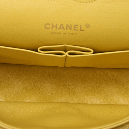 CHANEL Lambskin Matelasse 25cm Double Flap Chain Shoulder Yellow Gold-Tone Hardware, Pre-Owned