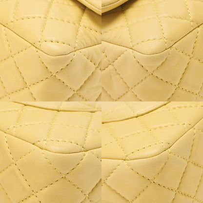 CHANEL Lambskin Matelasse 25cm Double Flap Chain Shoulder Yellow Gold-Tone Hardware, Pre-Owned