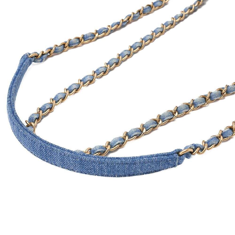 CHANEL Denim Matelasse Turn Lock Single Flap Chain Shoulder Blue Gold-Tone Hardware, Pre-Owned