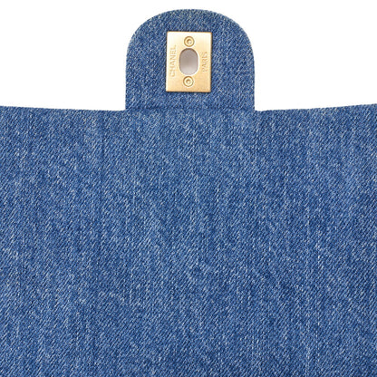 CHANEL Denim Matelasse Turn Lock Single Flap Chain Shoulder Blue Gold-Tone Hardware, Pre-Owned