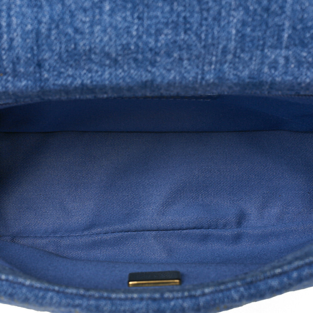 CHANEL Denim Matelasse Turn Lock Single Flap Chain Shoulder Blue Gold-Tone Hardware, Pre-Owned