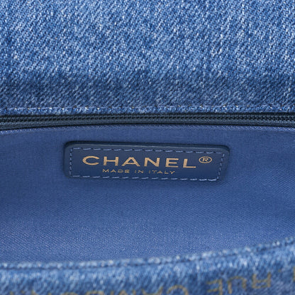 CHANEL Denim Matelasse Turn Lock Single Flap Chain Shoulder Blue Gold-Tone Hardware, Pre-Owned