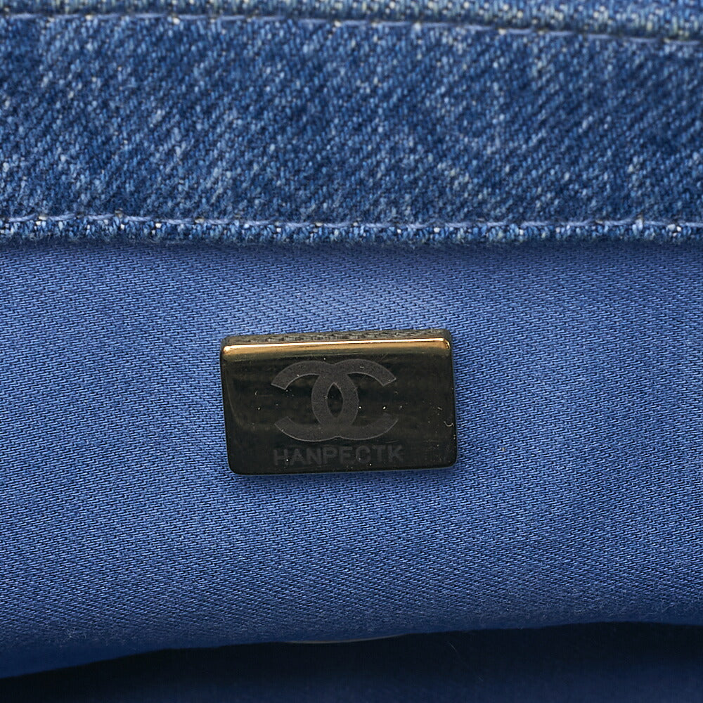 CHANEL Denim Matelasse Turn Lock Single Flap Chain Shoulder Blue Gold-Tone Hardware, Pre-Owned