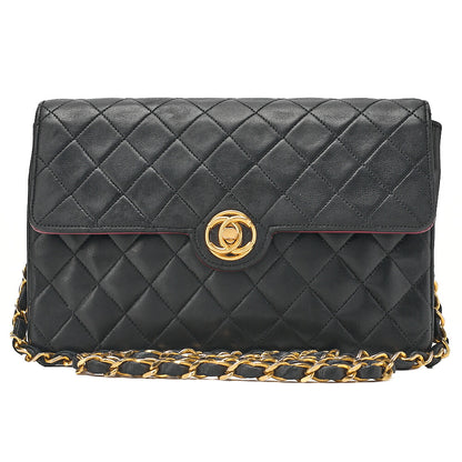 CHANEL Matelasse Circle Coco Lambskin Chain Shoulder Black Gold-Tone Hardware, Pre-Owned