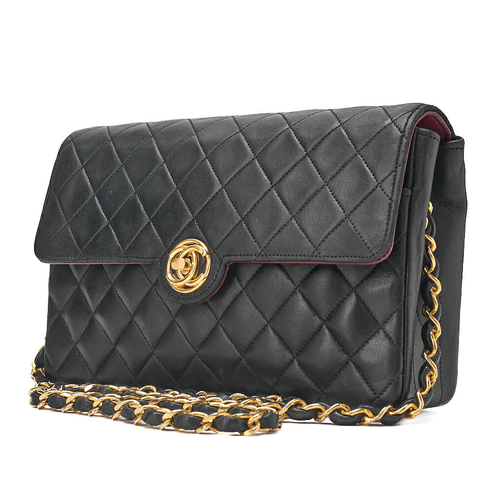 CHANEL Matelasse Circle Coco Lambskin Chain Shoulder Black Gold-Tone Hardware, Pre-Owned
