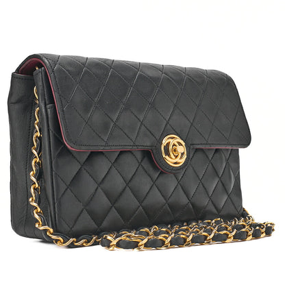 CHANEL Matelasse Circle Coco Lambskin Chain Shoulder Black Gold-Tone Hardware, Pre-Owned