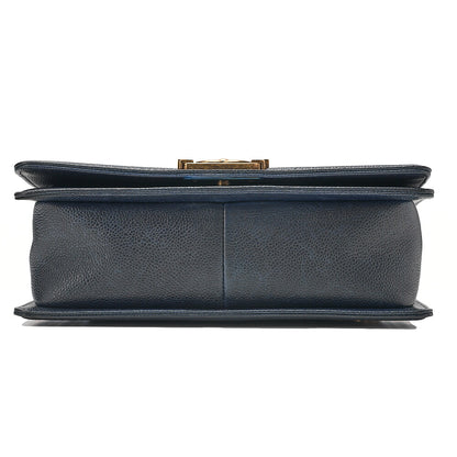 CHANEL Boy Chanel 25 Caviar Skin Matelasse Chain Shoulder Navy Gold-Tone Hardware, Pre-Owned