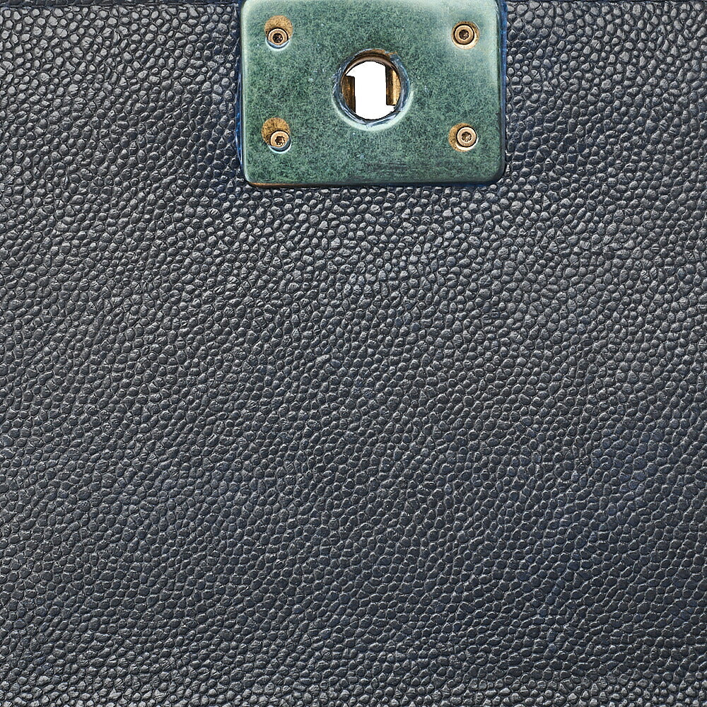 CHANEL Boy Chanel 25 Caviar Skin Matelasse Chain Shoulder Navy Gold-Tone Hardware, Pre-Owned