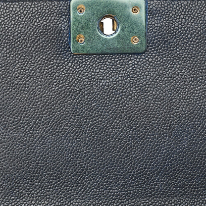 CHANEL Boy Chanel 25 Caviar Skin Matelasse Chain Shoulder Navy Gold-Tone Hardware, Pre-Owned