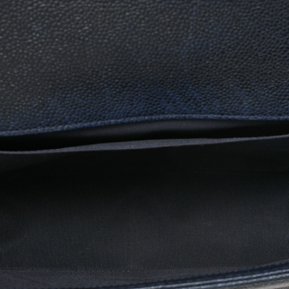 CHANEL Boy Chanel 25 Caviar Skin Matelasse Chain Shoulder Navy Gold-Tone Hardware, Pre-Owned