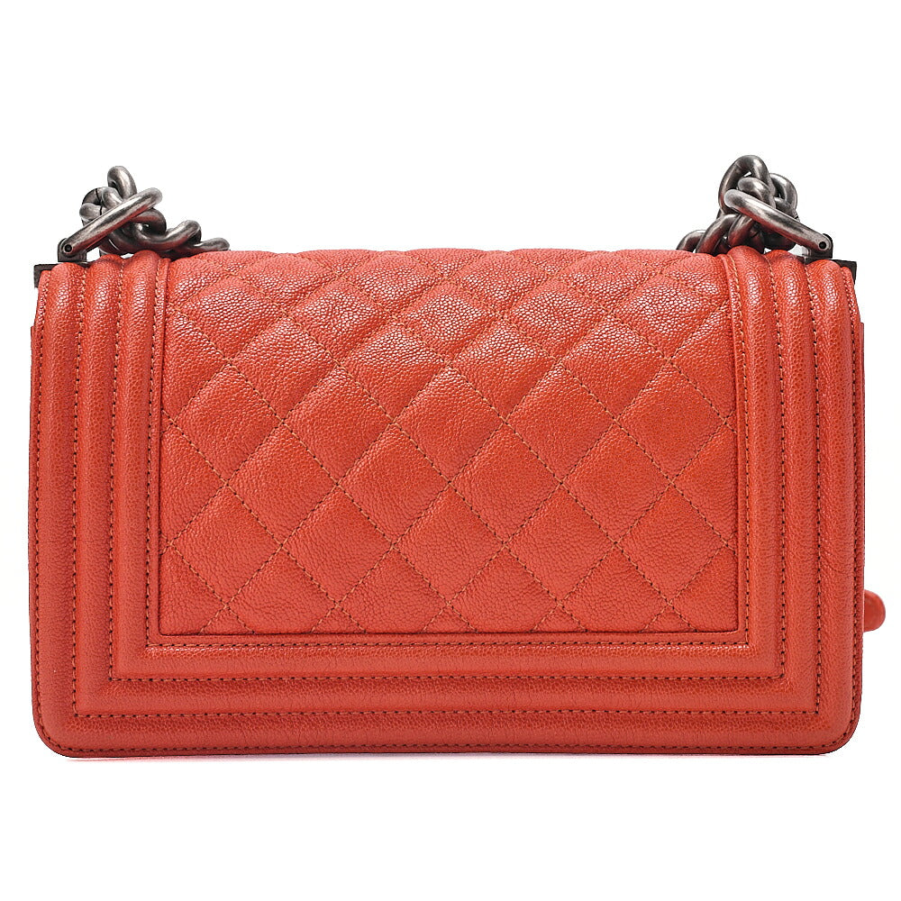 CHANEL Caviar Skin Matelasse Boy Chanel 20 Chain Shoulder Pink Orange Silver-Tone Hardware, Pre-Owned