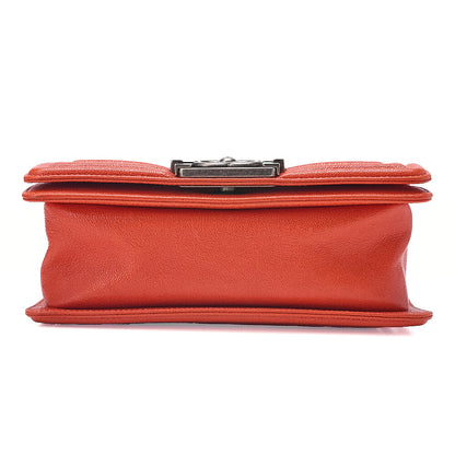 CHANEL Caviar Skin Matelasse Boy Chanel 20 Chain Shoulder Pink Orange Silver-Tone Hardware, Pre-Owned