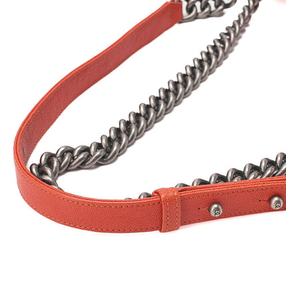 CHANEL Caviar Skin Matelasse Boy Chanel 20 Chain Shoulder Pink Orange Silver-Tone Hardware, Pre-Owned