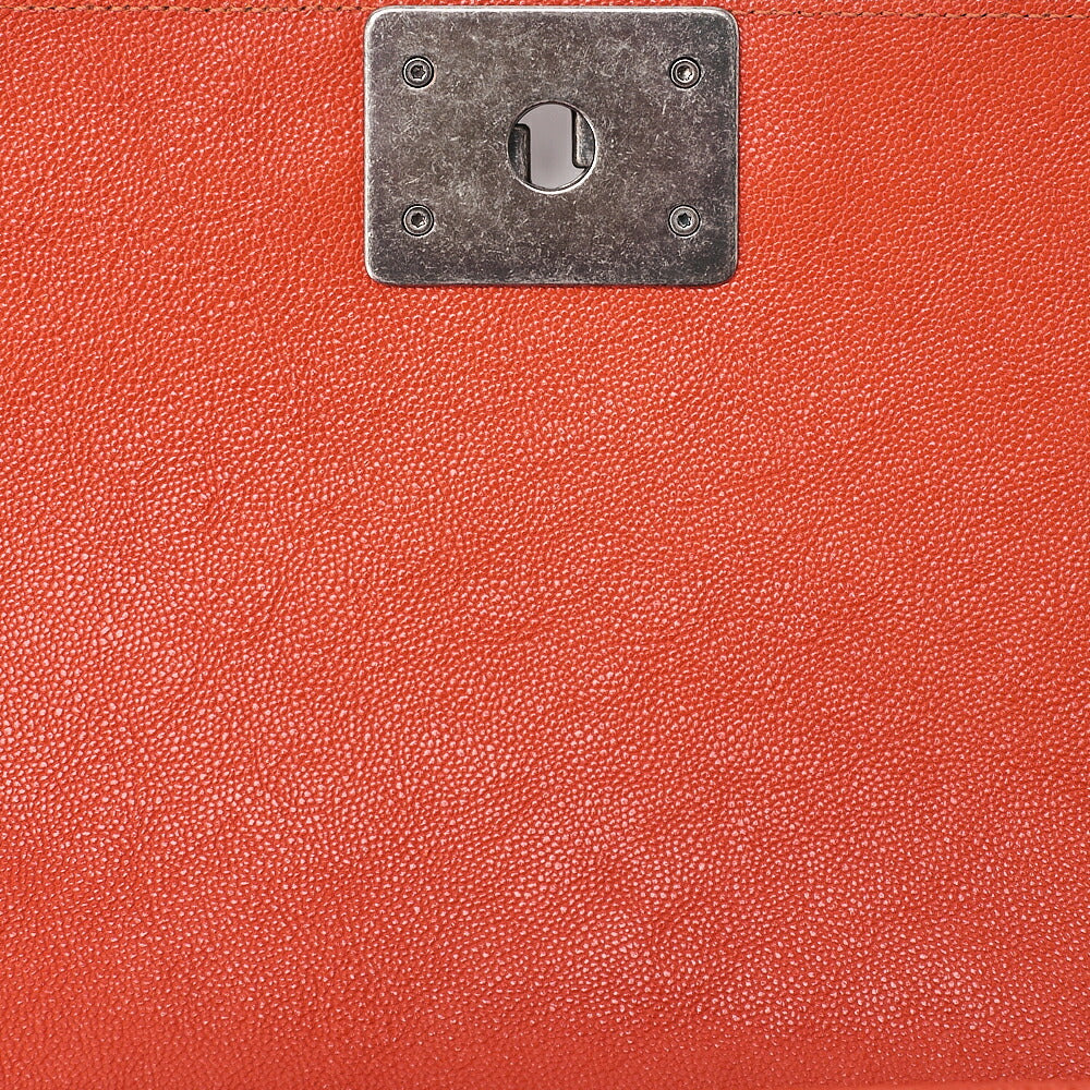 CHANEL Caviar Skin Matelasse Boy Chanel 20 Chain Shoulder Pink Orange Silver-Tone Hardware, Pre-Owned