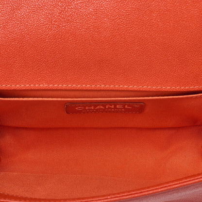 CHANEL Caviar Skin Matelasse Boy Chanel 20 Chain Shoulder Pink Orange Silver-Tone Hardware, Pre-Owned