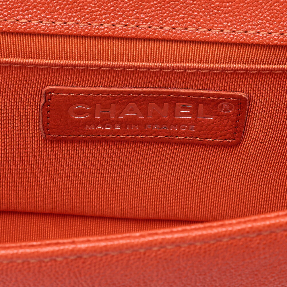CHANEL Caviar Skin Matelasse Boy Chanel 20 Chain Shoulder Pink Orange Silver-Tone Hardware, Pre-Owned