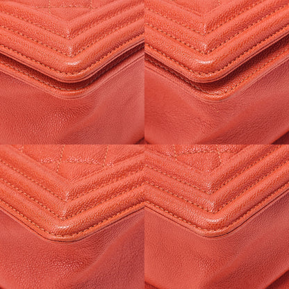 CHANEL Caviar Skin Matelasse Boy Chanel 20 Chain Shoulder Pink Orange Silver-Tone Hardware, Pre-Owned