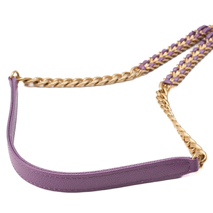 CHANEL Caviar Skin Turn Lock Single Flap Chain Shoulder Purple Gold-Tone Hardware, Pre-Owned