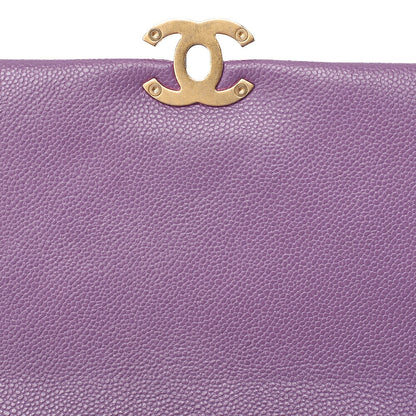 CHANEL Caviar Skin Turn Lock Single Flap Chain Shoulder Purple Gold-Tone Hardware, Pre-Owned