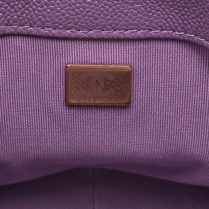 CHANEL Caviar Skin Turn Lock Single Flap Chain Shoulder Purple Gold-Tone Hardware, Pre-Owned