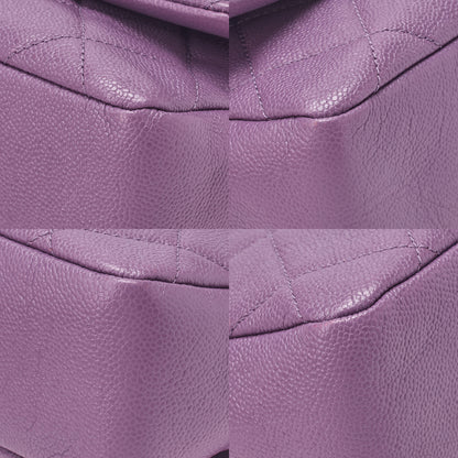 CHANEL Caviar Skin Turn Lock Single Flap Chain Shoulder Purple Gold-Tone Hardware, Pre-Owned