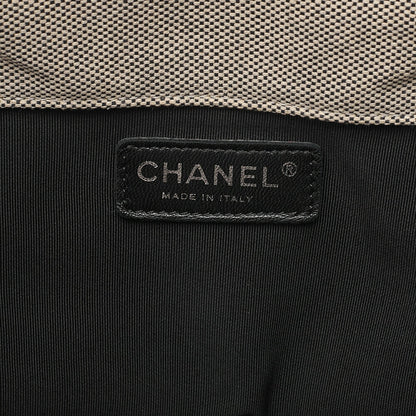 CHANEL Tote Bag Choco Bar Camellia No.5 Canvas x Enamel Gray x Yellow x Black Silver-Tone Hardware, Pre-Owned