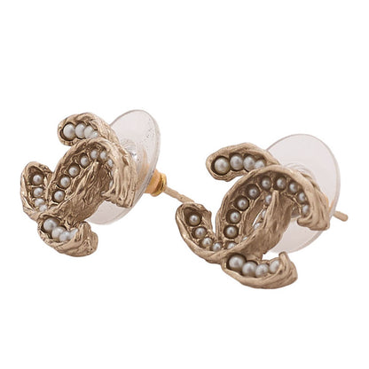 CHANEL Coco Mark Earrings A14B GP x Faux Pearl Gold Gold Plated-Tone Hardware, Pre-Owned
