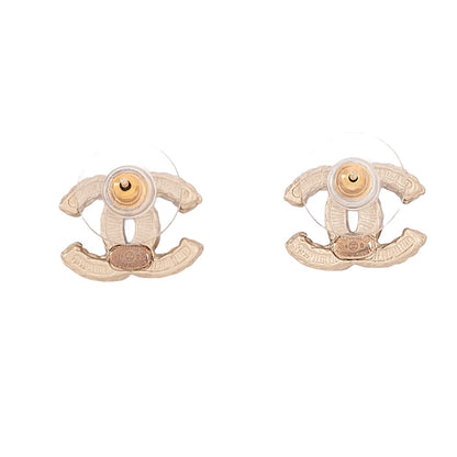 CHANEL Coco Mark Earrings A14B GP x Faux Pearl Gold Gold Plated-Tone Hardware, Pre-Owned