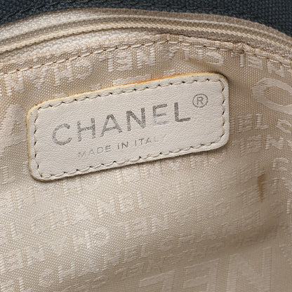 CHANEL Rope Tote Bag No.5 Charm Canvas x Lamb Navy x Black x Yellow Silver-Tone Hardware, Pre-Owned