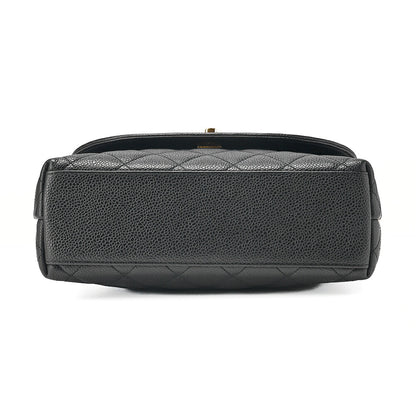 CHANEL Caviar Skin Biju Coco Mark Round Flap One-Shoulder Bag Black Gold-Tone Hardware, Pre-Owned