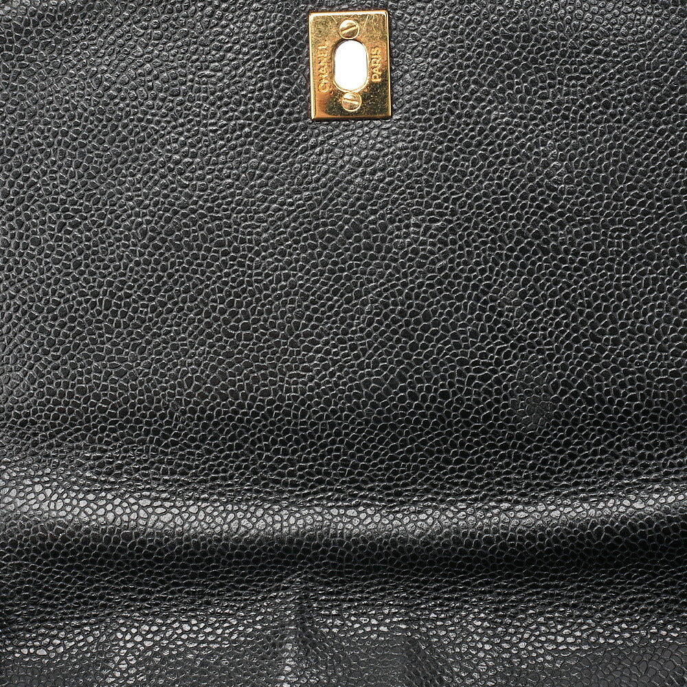 CHANEL Caviar Skin Biju Coco Mark Round Flap One-Shoulder Bag Black Gold-Tone Hardware, Pre-Owned