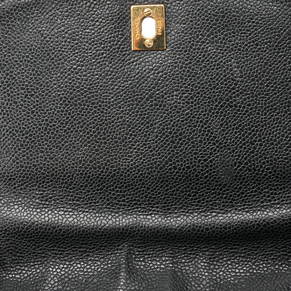 CHANEL Caviar Skin Biju Coco Mark Round Flap One-Shoulder Bag Black Gold-Tone Hardware, Pre-Owned