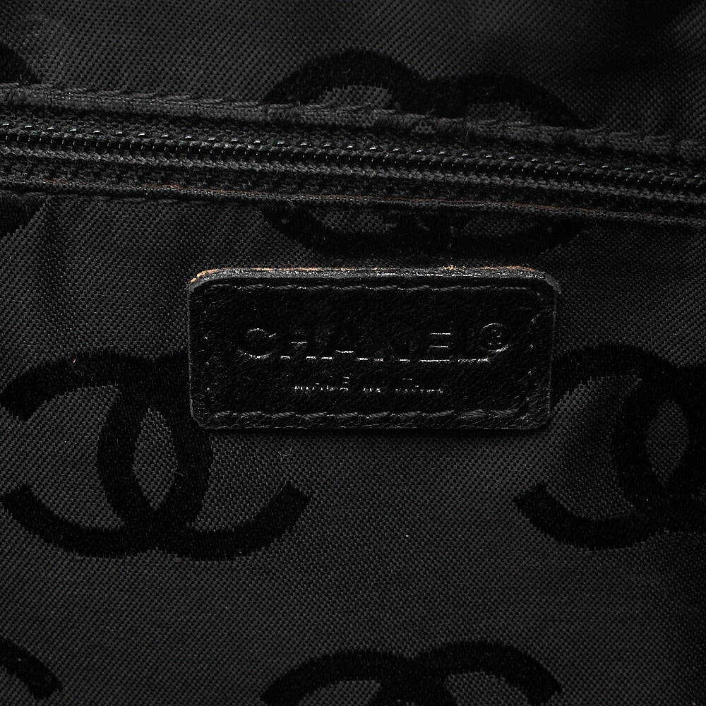 CHANEL Coco Mark Wild Stitch Handbag Calfskin Black Silver-Tone Hardware, Pre-Owned