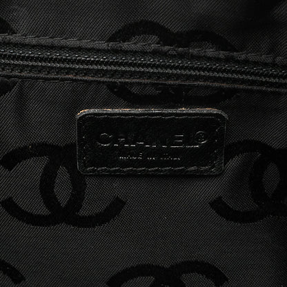 CHANEL Coco Mark Wild Stitch Handbag Calfskin Black Silver-Tone Hardware, Pre-Owned