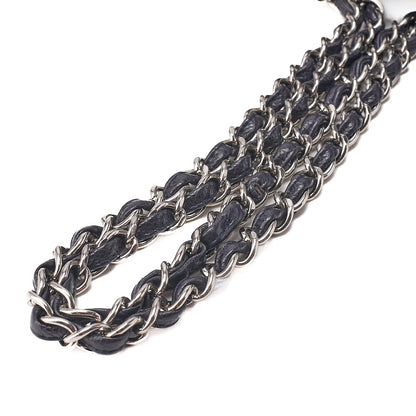 CHANEL Caviar Skin Deka Matelasse 30cm Double Flap Chain Shoulder Bag Purple Silver-Tone Hardware, Pre-Owned