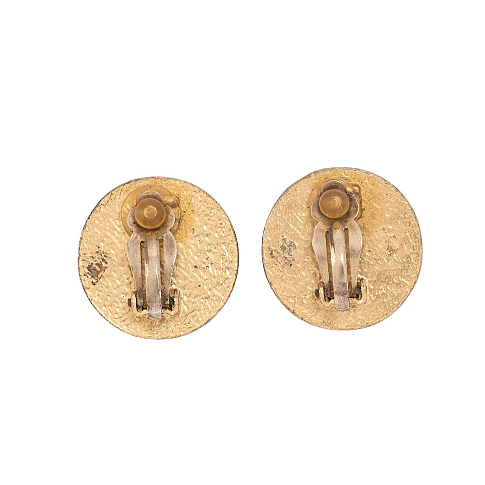CHANEL Coco Mark 01P Earrings Enamel x GP Gold-Tone Hardware, Pre-Owned